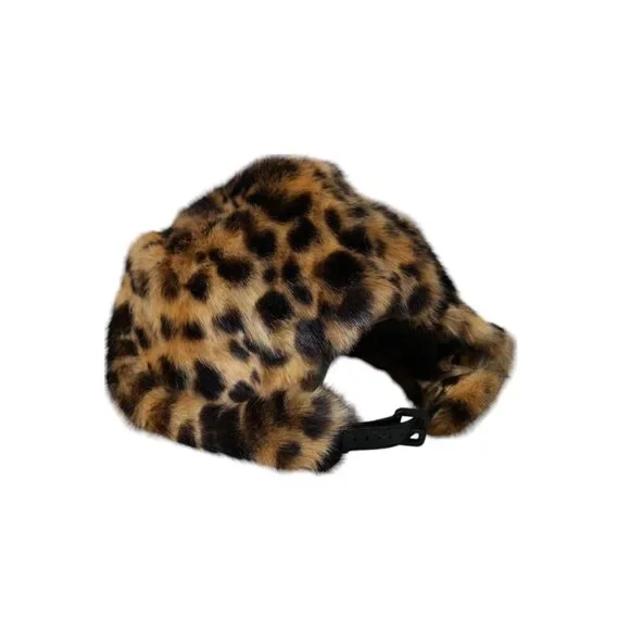 Dolce & Gabbana Brown Leopard Fur Women Bucket Hat Hats
